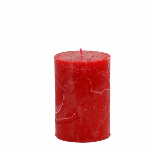 Floristik24 Velas de cor sólida vermelhas 70x100mm 4 un