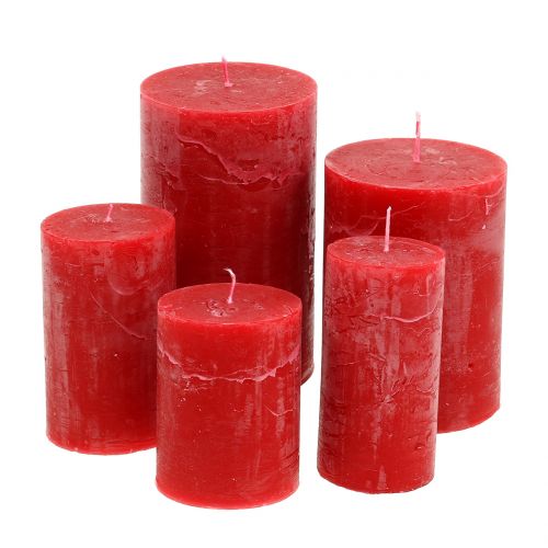 Floristik24 Velas coloridas vermelhas tamanhos diferentes