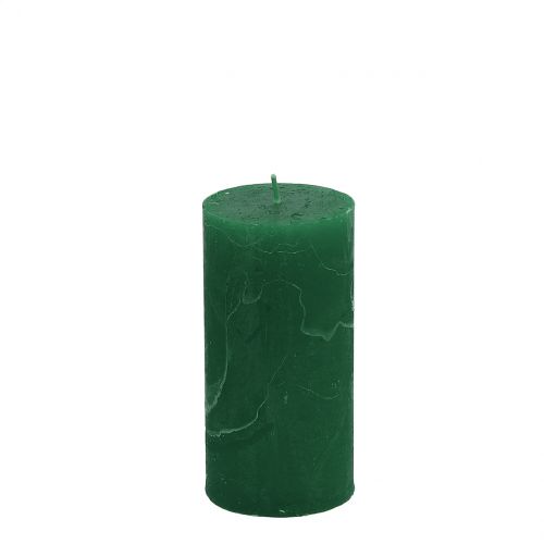 Floristik24 Velas de cor sólida verde escuro 50x100mm 4 unidades