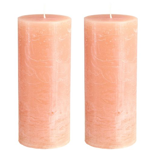 Itens Velas pilar lisas cor pêssego 85x200mm 2 un