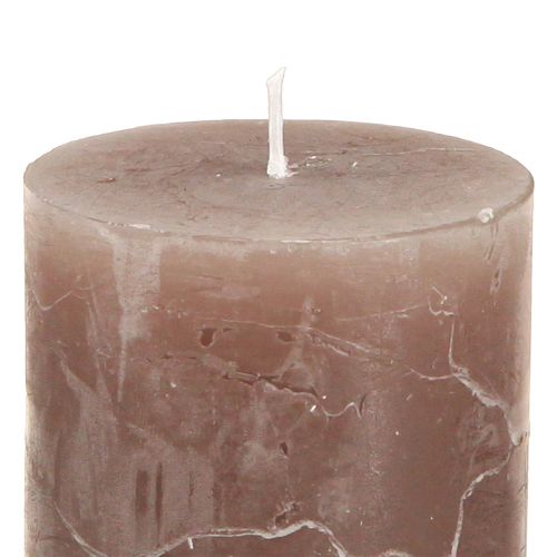 Itens Velas pilar lisas 3 cores marrom 60x80mm 12 un