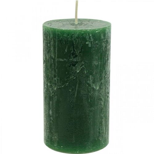 Floristik24 Velas Coloridas Sólidas Verde Escuro Pilar Velas 60×110mm 4pcs