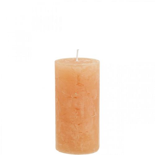 Floristik24 Velas de cor sólida Laranja Pêssego Pilar velas 50×100mm 4pcs