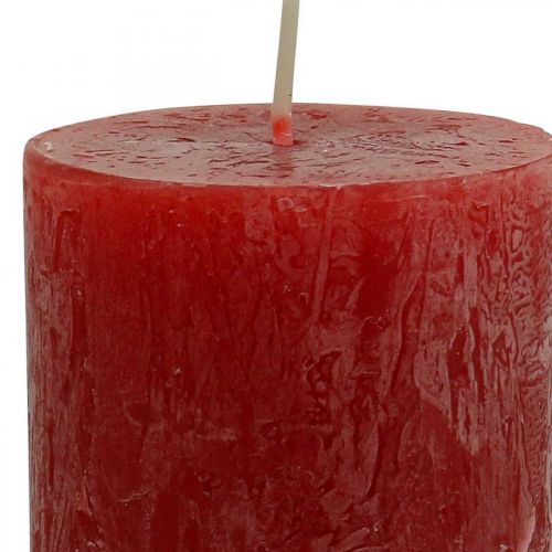 Floristik24 Velas cor sólida vermelhas rústicas autoextinguíveis 110×60mm 4 un