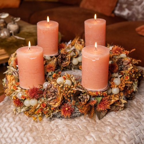 Itens Velas de cor sólida Velas de pilar laranja pêssego 70 × 120 mm 4 unidades