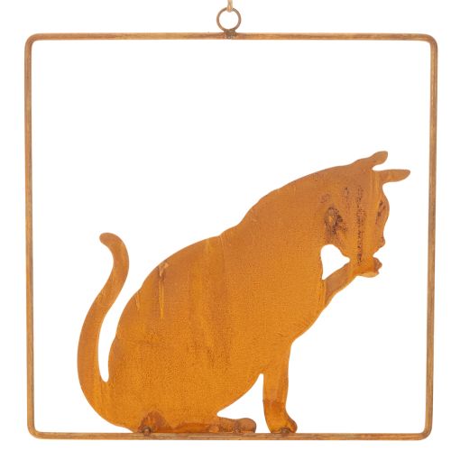 Enfeite decorativo de gato em metal enferrujado, decoração com efeito ferrugem para pendurar, 24,5 cm | Floristik24.pt