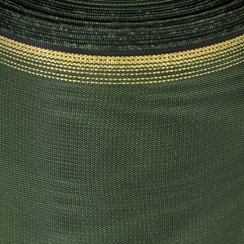 Fita elegante verde-escura em moiré para guirlanda, 125 mm com borda de pérolas douradas, fita de luto, decoração de casamento, fita para laço. | Floristik24.pt