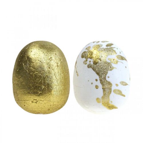 Floristik24 Ovos de isopor Ovos de Páscoa de isopor decoração ouro branco 3cm 32 unidades