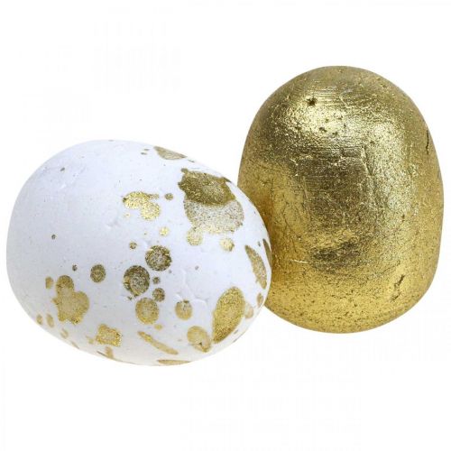 Floristik24 Ovos de isopor Ovos de Páscoa de isopor decoração ouro branco 3cm 32 unid.