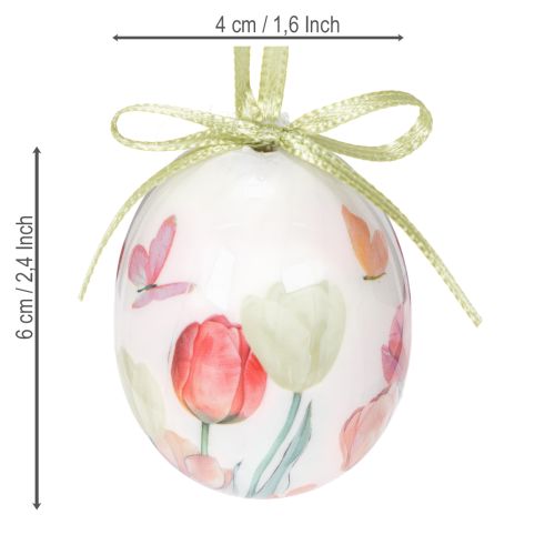 Itens Decoração de ovos de Páscoa, com motivo de tulipa e fita para pendurar, ideal para a primavera, 6 cm, 12 peças.