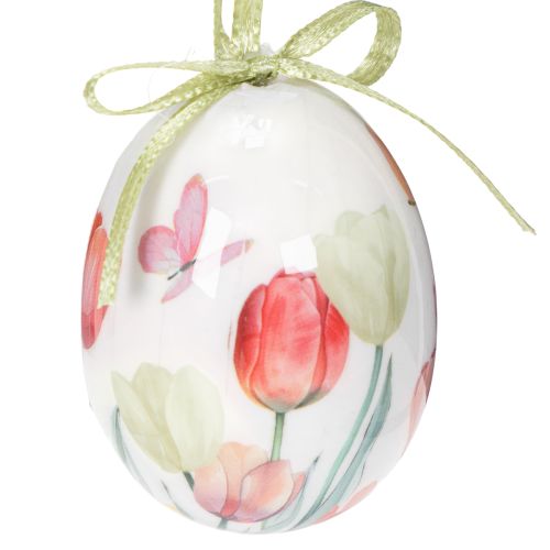 Itens Decoração de ovos de Páscoa, com motivo de tulipa e fita para pendurar, ideal para a primavera, 6 cm, 12 peças.