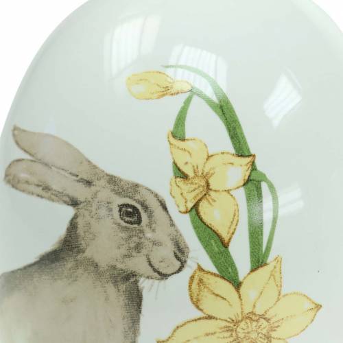 Floristik24 Clara de ovo em cerâmica com motivo de coelho Ø12,5cm A16cm 2pcs