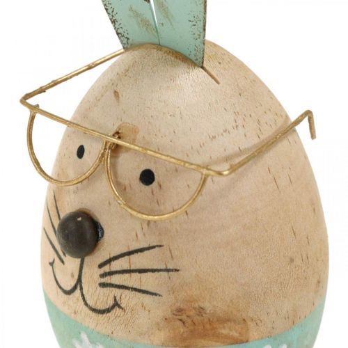 Itens Coelhinho da Páscoa com óculos figura decorativa ovo de madeira Ø5cm H13.5cm 3pcs