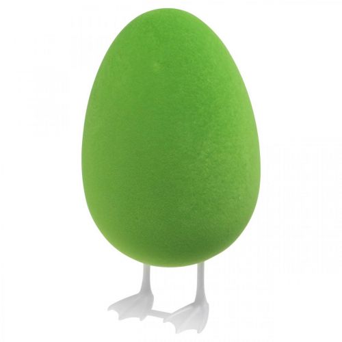 Floristik24 Ovo de Páscoa com pés decorativos ovo verde flocado Decoração de vitrine Páscoa H25cm