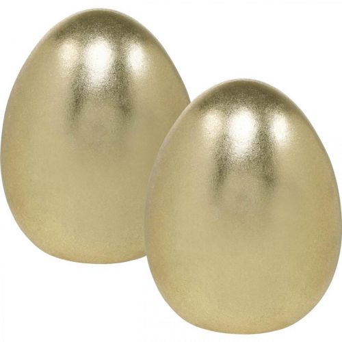 Floristik24 Ovo decorativo dourado, decoração para a Páscoa, ovo de cerâmica H13cm Ø10.5cm 2pcs