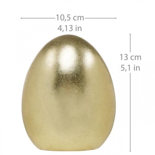 Floristik24 Ovo decorativo dourado, decoração para a Páscoa, ovo de cerâmica H13cm Ø10.5cm 2pcs