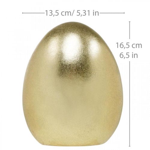Ovo de cerâmica dourado, decoração nobre de Páscoa, objeto decorativo ovo metálico A16,5cm Ø13,5cm