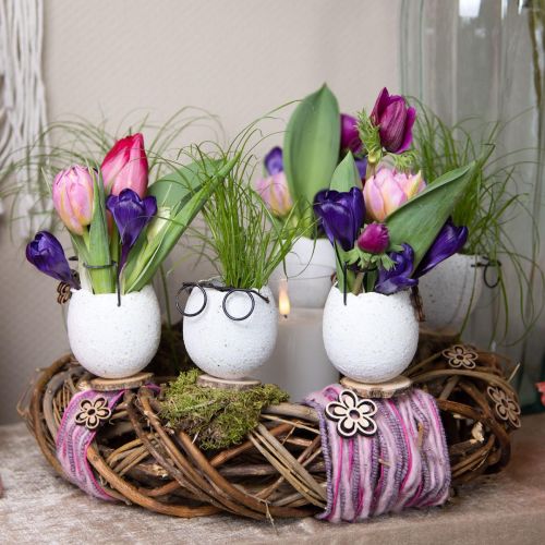 Floristik24 Ovo com copos decorativos vaso branco decoração de Páscoa Ø7,5cm Alt.9cm 6 unid.