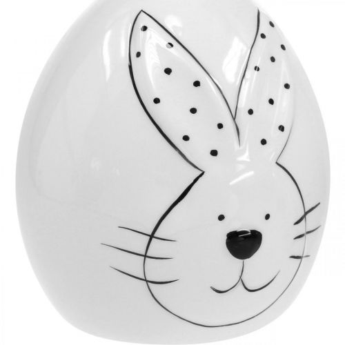 Ovo decorativo em cerâmica com coelho, decoração de Páscoa moderna, ovo de Páscoa com motivo de coelho Ø11cm A12,5cm conjunto de 4