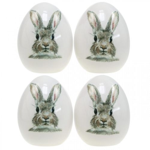 Floristik24 Motivo de coelho em pé de ovo decorativo, decoração de Páscoa, coelho em ovo Ø8cm A10cm conjunto de 4