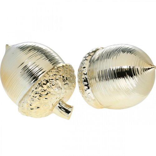 Decoração de mesa de bolota de cerâmica dourada decorativa de Natal 13,5 cm 2 unidades
