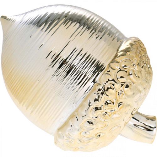 Floristik24 Decoração de mesa de bolota de cerâmica dourada decorativa de Natal 13,5 cm 2 unidades