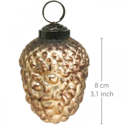 Floristik24 Cones de bolota de vidro dourado vintage deco Decorações para árvores de Natal 5,5 × 8 cm 12 unidades