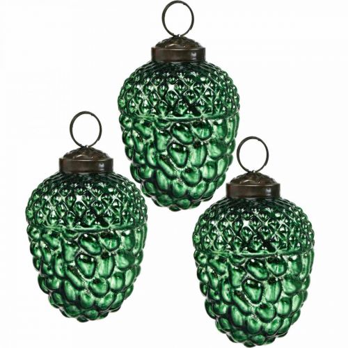 Floristik24 Cones de decoração de outono de vidro de bolota e decorações para árvores de Natal 5,5 × 8 cm 12 unidades
