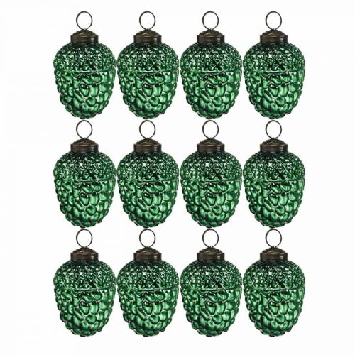 Floristik24 Cones de decoração de outono de vidro de bolota e decorações para árvores de Natal 5,5 × 8 cm 12 unidades