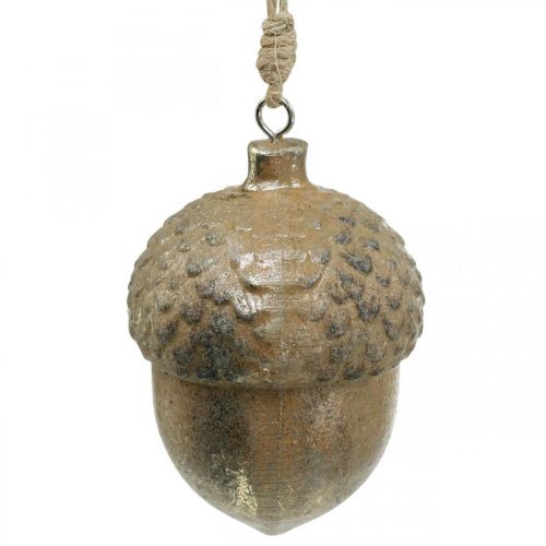 Floristik24 Pingente decorativo de bolota, frutas de outono, decorações para árvores de Natal com decoração dourada H8cm Ø6cm 4 unidades