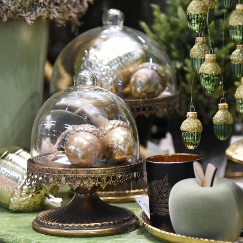 Floristik24 Pingente decorativo de bolota, frutas de outono, decorações para árvores de Natal com decoração dourada H8cm Ø6cm 4 unidades