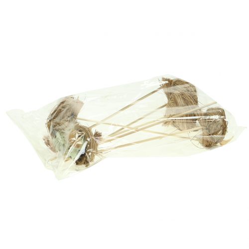 Floristik24 Deco plug ninho de pássaro, decoração de páscoa, ninho com ovos 23cm 6pcs