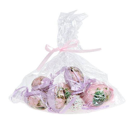 Floristik24 Ovos com padrão roxo-rosa 5-8cm 8pcs