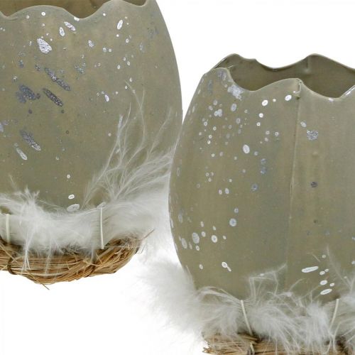 Itens Ovo para decoração, Páscoa, meio ovo deco, decoração de primavera Ø8cm H10cm cinza, prata 4pcs