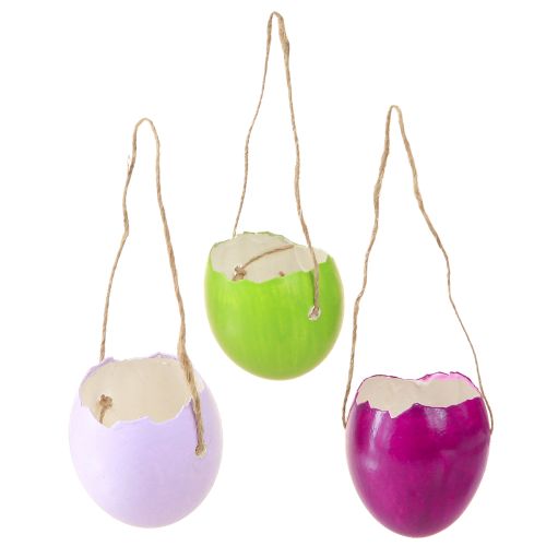 Floristik24 Ovos de Páscoa decorativos em casca de ovo para pendurar coloridos Ø3,5cm 12 unid.