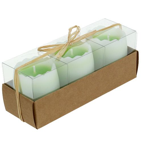 Floristik24 Ovo vela verde 5,5 cm 3 unidades