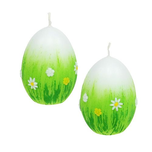 Floristik24 Velas de ovo branco com padrão 6.5cm 6pcs