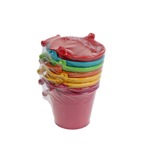 Floristik24 Balde Ø12cm Alt.10cm 8pcs cores diferentes