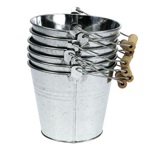 Itens Baldes Ø14cm Alt.12cm 6 peças Zinco brilhante.