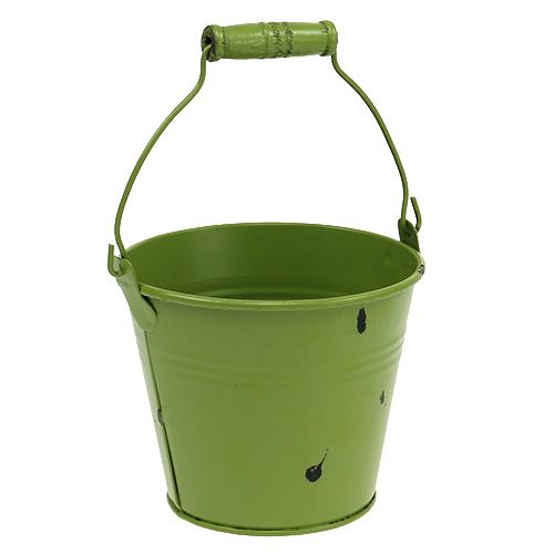 Floristik24 Balde verde Ø12cm Alt.10cm aspecto antigo