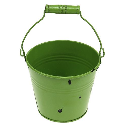 Floristik24 Balde verde Ø12cm Alt.10cm aspecto antigo