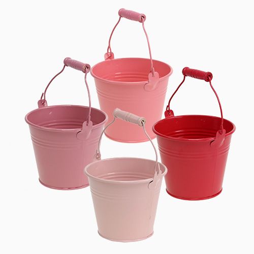 Floristik24 Balde rosa mistura Ø12cm Alt.10cm 8 unidades