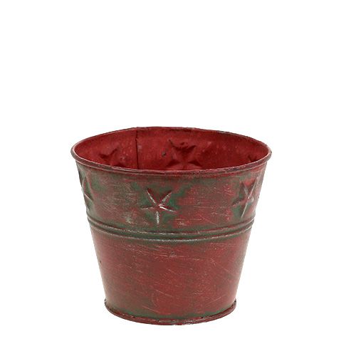 Floristik24 Balde vermelho com estrelas Ø12cm Alt.10cm 1p