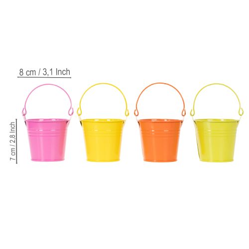 Baldes coloridos, Ø8cm A7,5cm, 12 peças | Floristik24.pt