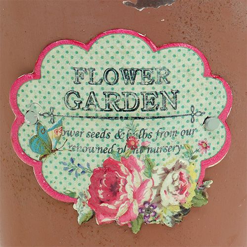 Floristik24 Balde com motivo Acabamento envelhecido castanho Ø11cm A12cm