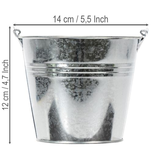 Balde Ø14cm A12cm 6 peças. Zinco, brilhante. | Floristik24.pt