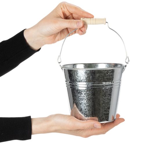 Balde Ø14cm A12cm 6 peças. Zinco, brilhante. | Floristik24.pt