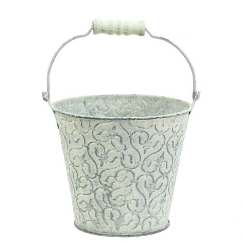 Floristik24 Balde de zinco com creme decorativo lavado Ø13,5cm Alt.12cm