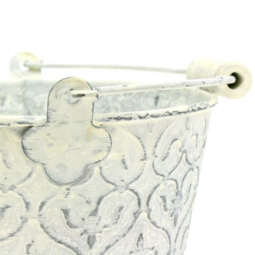 Floristik24 Balde de zinco com creme decorativo lavado Ø13,5cm Alt.12cm