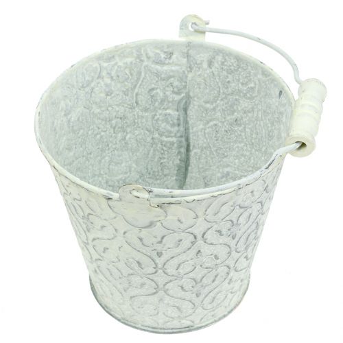 Floristik24 Balde de zinco com creme decorativo lavado Ø13,5cm Alt.12cm